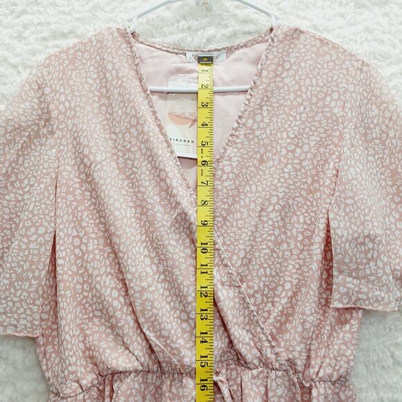 Dress Size L Pink Animal Fairy Coquette Soft Girl Romantic Whimsycore Faux Wrap - Picture 8 of 16